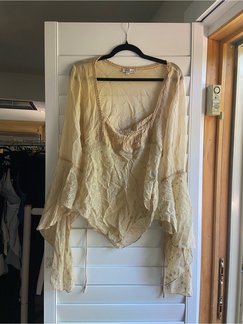 Cream Lightweight Sheer Off-the-Shoulder Boho Top